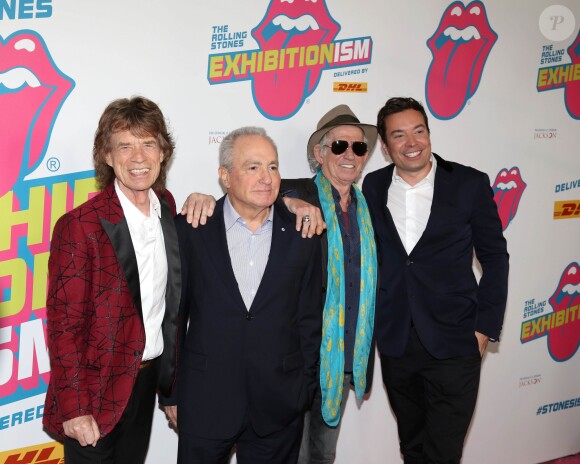 Mick Jagger, Lorne Michaels, Keith Richards et Jimmy Fallon - Ouverture de l'exposition "Rolling Stones Exhibitionism" à l'Industria Superstudio à New York le 15 novembre 2016.