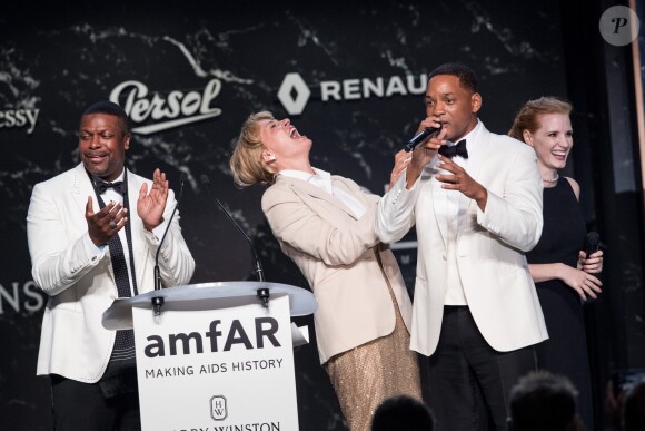 Chris Tucker, Uma Thurman, Will Smith, Jessica Chastain - Vente aux enchères lors de la 24e édition du gala de l'amfAR à l'hôtel de l'Eden Roc au Cap d'Antibes, le 25 mai 2017, lors du 70e Festival International du Film de Cannes. © Borde-Jacovides-Moreau / Bestimage