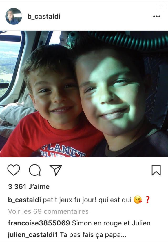 Julien Castaldi gêné, son père publie une photo de lui plus jeune et plus rond.