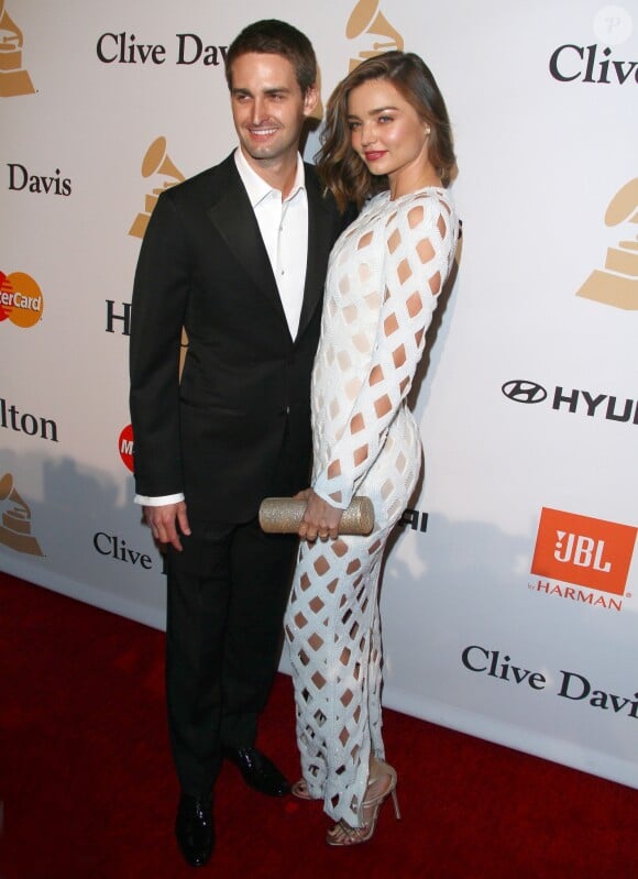 Miranda Kerr et son compagnon Evan Spiegel - Soirée de Gala Clive Davis Pre-Grammy à l'hôtel Hilton de Beverly Hills le 14 février 2016.