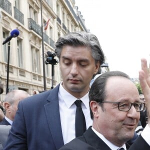 Francois Hollande au QG du parti socialiste rue de Solférino à Paris après la passation de pouvoir le 14 mai 2017. © Marc Ausset-Lacroix / Bestimage