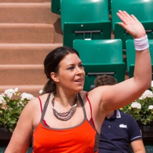 Marion Bartoli participe au tournoi des légendes à Roland-Garros avec Iva Majoli le 7 juin 2017.