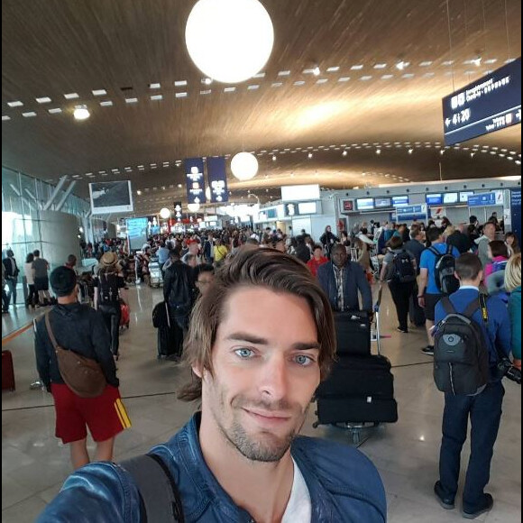 Camille Lacourt à l'aéroport, le 3 juin 2017.