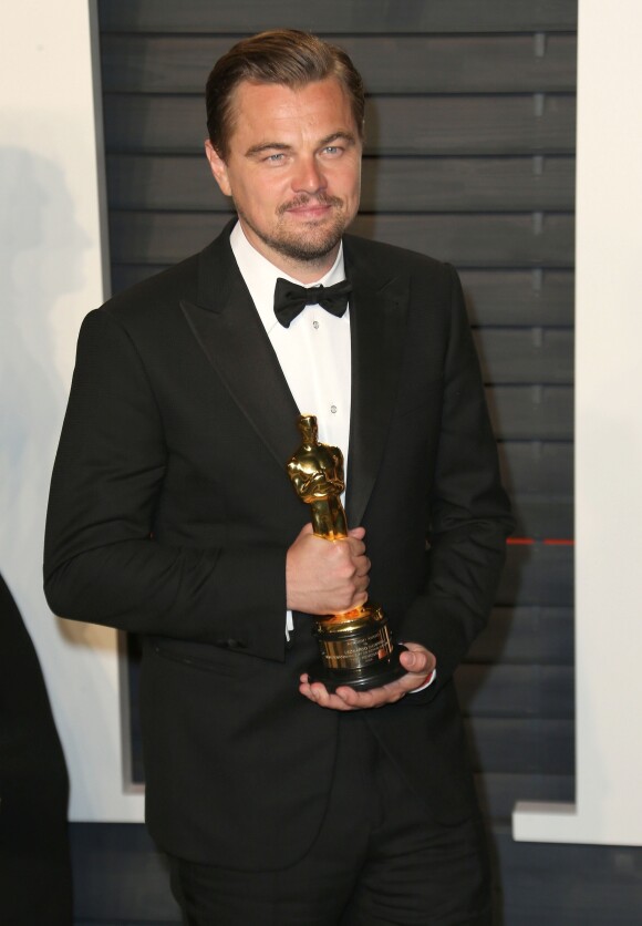 Leonardo DiCaprio (Oscar du meilleur acteur pour le film "The Revenant") - People à la soirée "Vanity Fair Oscar Party" après la 88ème cérémonie des Oscars à Hollywood, le 28 février 2016.28/02/2016 - Hollywood