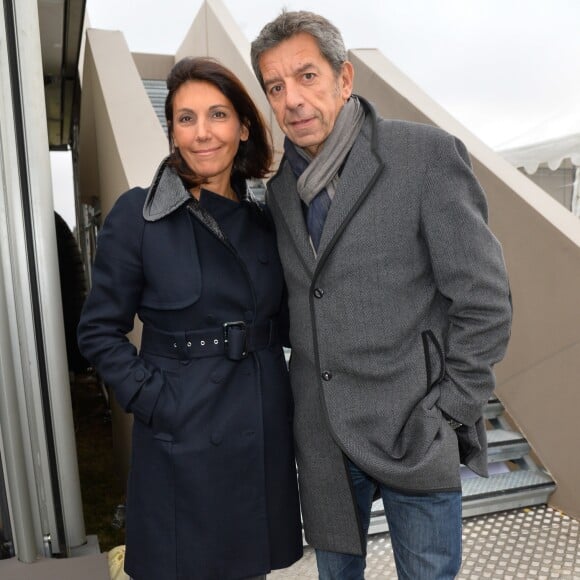 Michel Cymes et sa femme Nathalie lors de la 96ème édition du Prix d'Amérique Opodo à l'hippodrome de Paris-Vincennes, le 29 janvier 2017. © Guirec Coadic/Bestimage