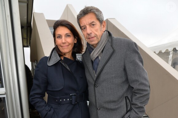 Michel Cymes et sa femme Nathalie lors de la 96ème édition du Prix d'Amérique Opodo à l'hippodrome de Paris-Vincennes, le 29 janvier 2017. © Guirec Coadic/Bestimage