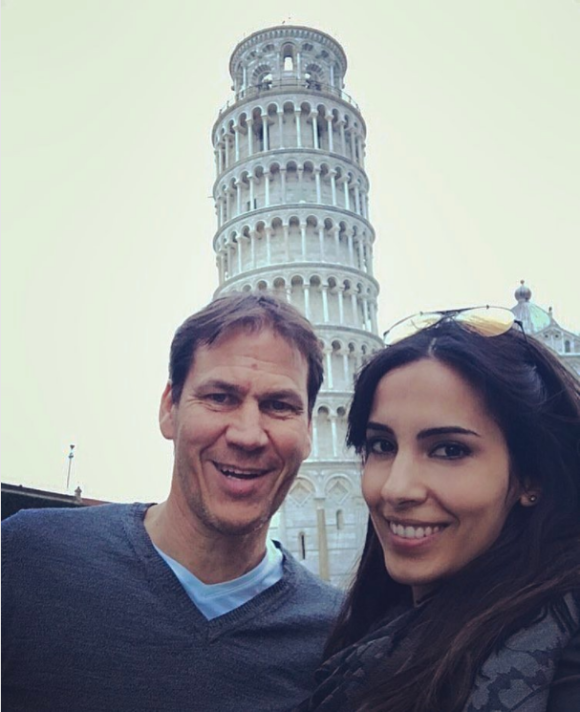 Rudi Garcia, entraîneur de l'OM, et sa compagne Francesca Brienza (alias "La Brienzina) en visite à la tour de Pise en mars 2017. Photo Instagram @brienzina