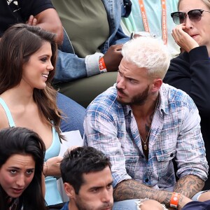 Iris Mittenaere, Miss France 2016, Miss Univers 2016 et Matt Pokora dans les tribunes des internationaux de France de Roland Garros à Paris le 30 mai 2017. © Cyril Moreau / Dominique Jacovides / Bestimage