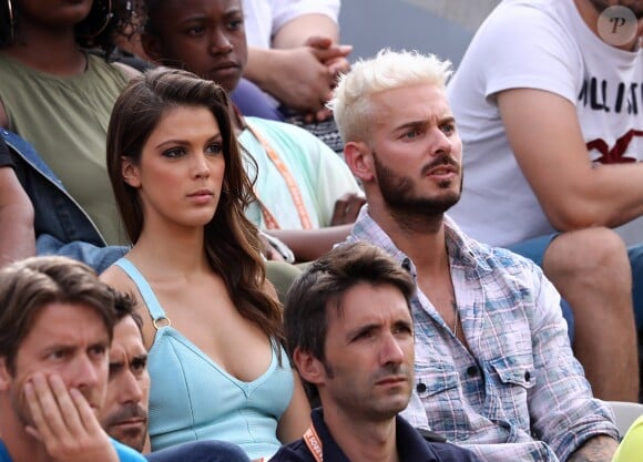 Iris Mittenaere, Miss France 2016, Miss Univers 2016 et Matt Pokora dans les tribunes des internationaux de France de Roland Garros à Paris le 30 mai 2017. © Cyril Moreau / Dominique Jacovides / Bestimage