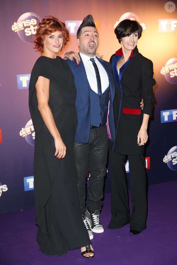 Fauve Hautot, Chris Marques, Marie-Claude Pietragalla (membres du jury) - Photocall Danse avec les stars 6 devant TF1 à Boulogne-Billancourt, le 7 octobre 2015.