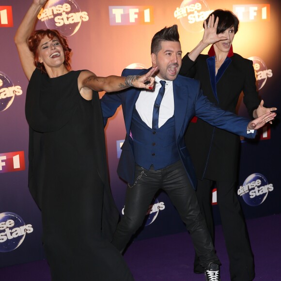 Fauve Hautot, Chris Marques, Marie-Claude Pietragalla (membres du jury) - Photocall Danse avec les stars 6 devant TF1 à Boulogne-Billancourt, le 7 octobre 2015.