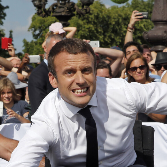 Le président de la République française Emmanuel Macron soutient la candidature de Paris pour l'organisation des Jeux olympiques de 2024 à Paris, France, le 24 juin 2017. © Jean-Paul Pelissier/Pool/Bestimage