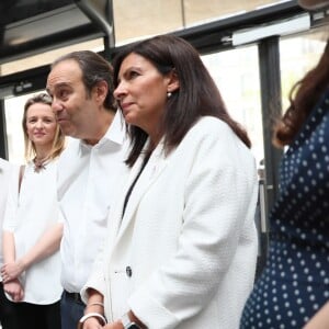 Emmanuel Macron et sa femme Brigitte Macron (Trogneux), Xavier Niel et sa compagne Delphine Arnault, Anne Hidalgo inaugurent le plus grand incubateur de start-up au monde, Station F à Paris le 29 juin 2017. © Sébastien Valiela/Bestimage