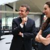 Emmanuel Macron, Roxanne Varza enceinte (directrice de Station F) inaugurent le plus grand incubateur de start-up au monde, Station F à Paris le 29 juin 2017. © Sébastien Valiela/Bestimage