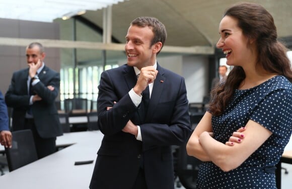 Emmanuel Macron, Roxanne Varza enceinte (directrice de Station F) inaugurent le plus grand incubateur de start-up au monde, Station F à Paris le 29 juin 2017. © Sébastien Valiela/Bestimage