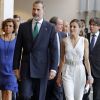 La reine Letizia d'Espagne, au côté du roi Felipe VI, était resplendissante en combi-pantalon lors de la remise des prix de la fondation princesse de Gérone le 29 juin 2017.