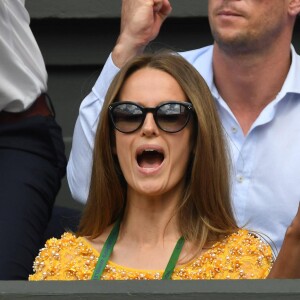 Kim Murray (Sears), la femme d'Andy Murray, lors de la finale hommes Andy Murray contre Milos Raonic du tournoi de tennis de Wimbledon à Londres, le 10 juillet 2016.