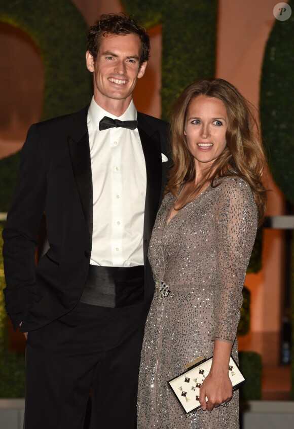 Andy Murray et sa femme Kim Sears lors du dîner de gala en l'honneur des vainqueurs du tournoi de Wimbledon 2016, Serena Williams et Andy Murray victorieux, au Guildhall à Londres le 10 juillet 2016.