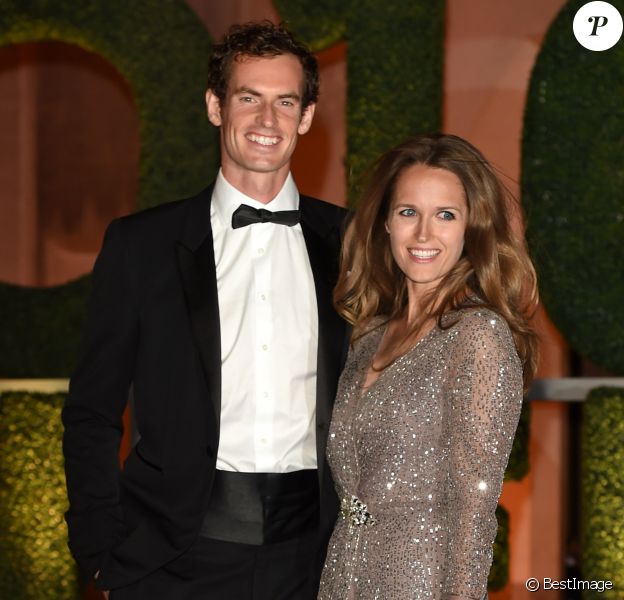 Andy Murray et sa femme Kim Sears lors du dîner de gala en l'honneur des vainqueurs du tournoi de Wimbledon 2016, Serena Williams et Andy Murray victorieux, au Guildhall à Londres le 10 juillet 2016.