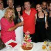 Exclusif - Gérald Dahan profite de la soirée pour féter avec sa soeur Mélanie, l'anniversaire de sa mère Michèle - Finale des nouveaux talents du Nez Rouge à Paris le 27 juin 2017.27/06/2017 - Paris