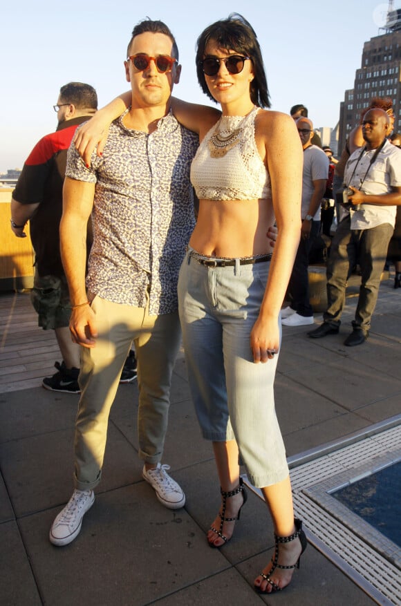 Ali Lohan (Aliana Lohan) et son frère Michael Lohan Jr. - Soirée "Ranbeeri Denim" (marque dont Ali Lohan est l'égérie) au rooftop Jimmy du James Hotel à New York, le 4 août 2015.