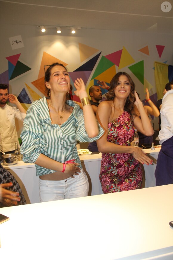 Exclusive - Iris Mittenaere (Miss France 2016 et Miss Univers 2016), Juan Arbelaez et Laury Thilleman (Miss France 2011) lors de l'évènement "Taste of Paris 2017 - Le festival des chefs" sous la nef du Grand Palais. Paris, le 21 mai 2017. © Philippe Baldini/Bestimage