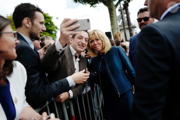 Brigitte Macron (Trogneux) lors du défilé du 14 juillet (fête nationale), place de la Concorde, à Paris, le 14 juillet 2017, avec comme invité d'honneur le président des Etats-Unis. © Denis Allard/Pool/Bestimage