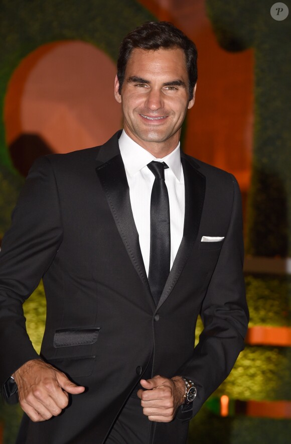 Roger Federer assiste au dîner des champions de Wimbledon, à Londres, le 16 juillet 2017.