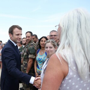 Le président de la République Emmanuel Macron en visite à la base aérienne 125 d'Istres, le 20 juillet 2017. © Dominique Jacovides/Bestimage