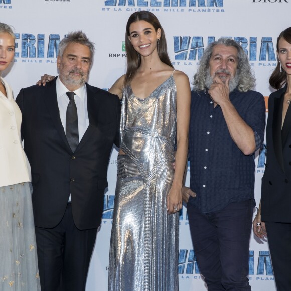 Sasha Luss (habillée en Dior), Luc Besson, Pauline Hoarau, Alain Chabat et Aymeline Valade - Avant-première du film "Valérian et la Cité des mille planètes" de L. Besson à la Cité du Cinéma à Saint-Denis, le 25 juillet 2017. © Olivier Borde/Bestimage