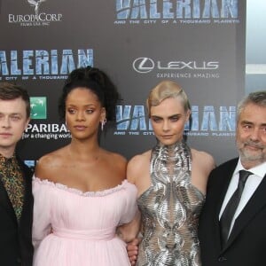 Dane DeHaan, Rihanna, Cara Delevingne, Luc Besson lors de la première de ''Valerian'' au TCL Chinese Theatre à Los Angeles, le 17 juillet 2017.