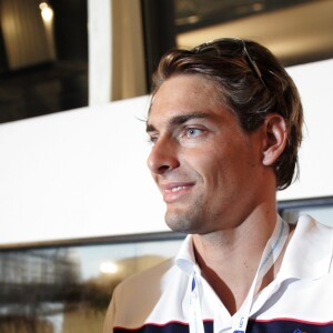 Camille Lacourt remportant son troisième titre mondial du 50 m dos, le cinquième titre planétaire de sa carrière pour sa toute dernière course, dimanche 30 juillet 2017 à Budapest.