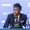 Neymar Jr en conférence de presse au Parc des Princes pour son entrée au club de football PSG (Paris Saint-Germain). Le 4 août 2017 © Pierre Perusseau / Bestimage