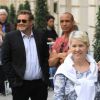 Exclusif -  Linda Dion (soeur de Céline Dion) à la sortie de l'hôtel Royal Monceau à Paris le 1er août 2017.