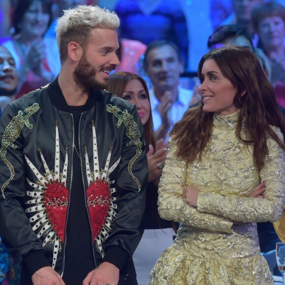 Exclusif - Matt Pokora (M Pokora) et Jenifer Bartoli à l'enregistrement de l'émission "Les années bonheur" présentée par Patrick Sébastien à La Plaine-Saint-Denis le 11 octobre 2016. © Giancarlo Gorassini/Bestimage