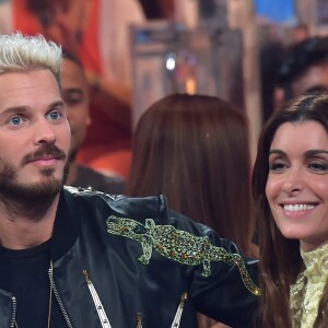 Exclusif - Matt Pokora (M Pokora) et Jenifer Bartoli lors de l'enregistrement de l'émission "Les années bonheur" présentée par Patrick Sébastien à La Plaine-Saint-Denis le 11 octobre 2016. © Giancarlo Gorassini/Bestimage