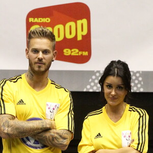 M. Pokora et Jenifer Bartoli à Lyon le 13 octobre 2012 à l'occasion de la 6 eme edition du foot-concert au profit de l' association "Huntington Avenir" qui lutte en faveur des malades et de leur famille.