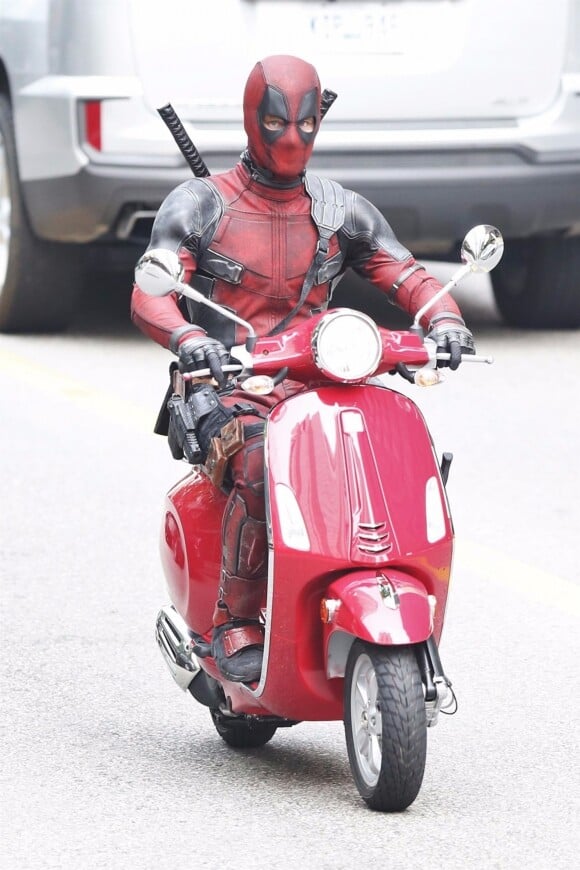 La doublure de Ryan Reynolds sur le tournage du film Deadpool 2 à Vancouver, le 8 août 2017.