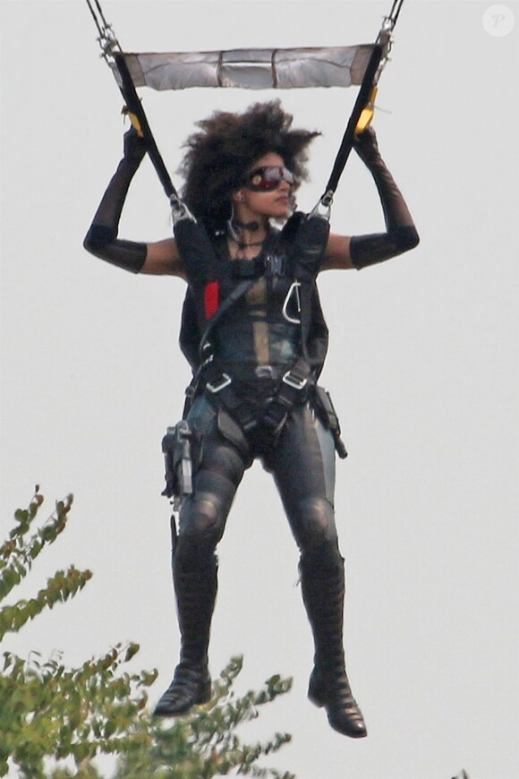 Une doublure de Zazie Beetz sur le tournage du film "Deadpool 2" à Burnaby. Le 3 août 2017