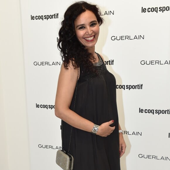 Semi-exclusif - Aïda Touihri enceinte - Le coq sportif et Guerlain organisent une soirée pour célébrer le lancement de leur collaboration, au flagship le coq sportif boulevard Saint-Germain à Paris, France, le 31 mai 2017. © Rachid Bellak/Bestimage