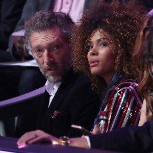 Vincent Cassel et sa compagne Tina Kunakey au défilé "Victoria's Secret 2016" au Grand Palais à Paris, le 30 novembre 2016. © Cyril Moreau/Bestimage