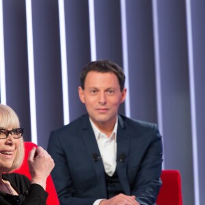 Exclusif - Enregistrement de l'émission "Le Divan" présentée par Marc-Olivier Fogiel avec Mireille Darc en invitée, le 11 avril 2015.