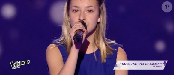 Célia, qui a choisi de rejoindre l'équipe de Jenifer, dans "The Voice Kids 4" (TF1), numéro diffusé le 9 septembre 2017.