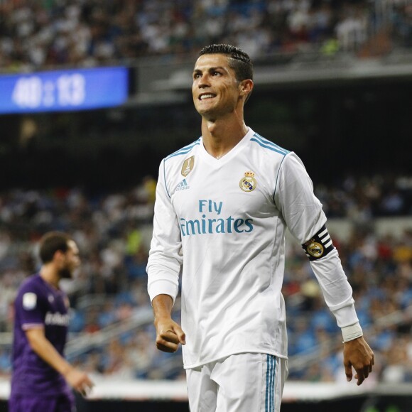 Cristiano Ronaldo. Le Real Madrid remporte le 38ème Trophée Santiago Bernabeu face à la Fiorentina au stade Bernabeu à Madrid, le 23 août 2017.