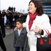 Maria Dolores dos Santos Aveiro, la mère de Cristiano Ronaldo et Cristiano Jr, le fils du footballeur portugais arrivant à Zurich pour la soirée de remise du ballon d'or le 9 janvier 2016.