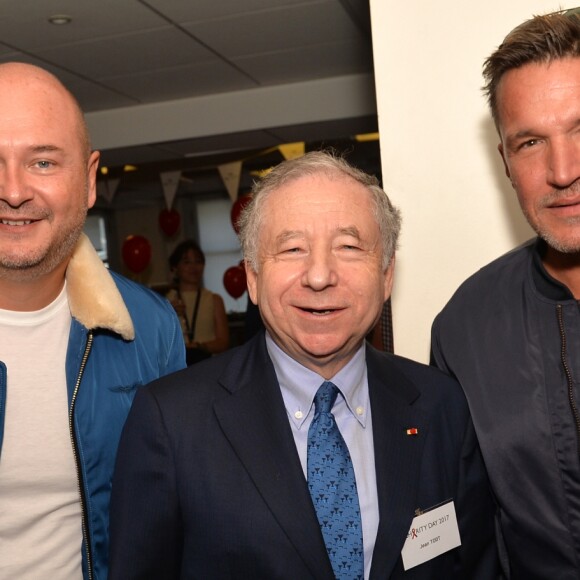 Sébastien Cauet, Jean Todt et Benjamin Castaldi lors de la 13ème édition du Charity Day dans la salle des marchés d'Aurel BGC dans le quartier de la Bourse à Paris le 11 septembre 2017. © Veeren / Bestimage