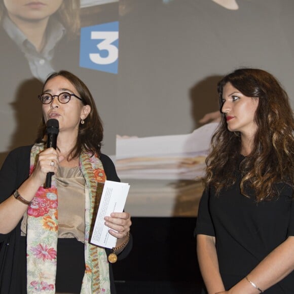 Exclusif - Marlène Schiappa, secrétaire d'Etat, chargée de l’Egalité des femmes et des hommes, et Delphine Ernotte à l'avant-première du téléfilm "Le Viol" à Paris, le 11 septembre 2017. © Pierre Perusseau/Bestimage