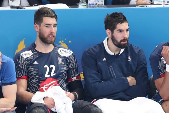 Nikola Karabatic et son frère Luka Karabatic lors du match d'ouverture du mondial de handball, la France contre le Brésil à AccorHotels Arena à Paris, le 11 janvier 2017. © Cyril Moreau/Bestimage