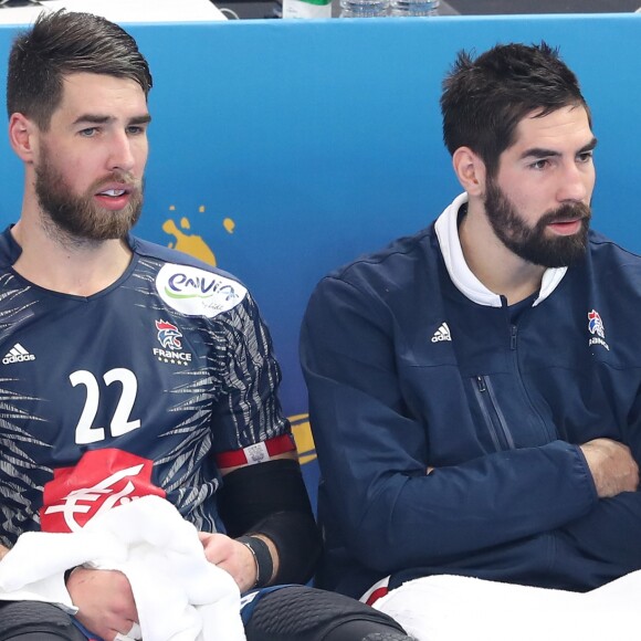 Nikola Karabatic et son frère Luka Karabatic lors du match d'ouverture du mondial de handball, la France contre le Brésil à AccorHotels Arena à Paris, le 11 janvier 2017. © Cyril Moreau/Bestimage