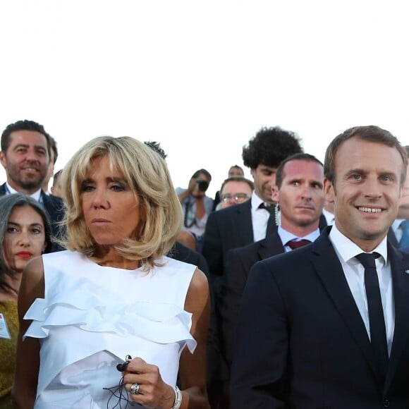 Le président de la République française Emmanuel Macron et sa femme la Première Dame Brigitte Macron (Trogneux) - Le président de la République française expose son ambitieux projet de "refondation" pour une Europe plus démocratique (en s'exprimant sur les lieux mêmes où la démocratie a été inventée) sur la colline Pnyx à Athènes, Grèce, le 8 septembre 2017. © Dominique Jacovides/Bestimage